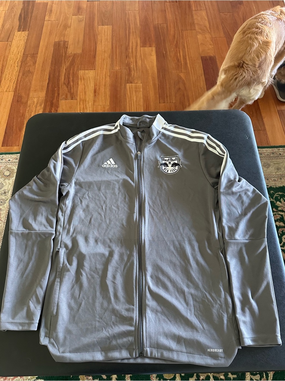 Adidas Men’s Gray New York Red Bull Soccer Full-Zip Training Jacket Men’s Large